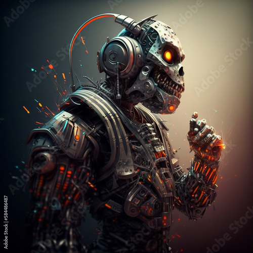 "Robot Reflection" 3D Robot Desktop Background, Backdrop, Wallpaper, generative, ai