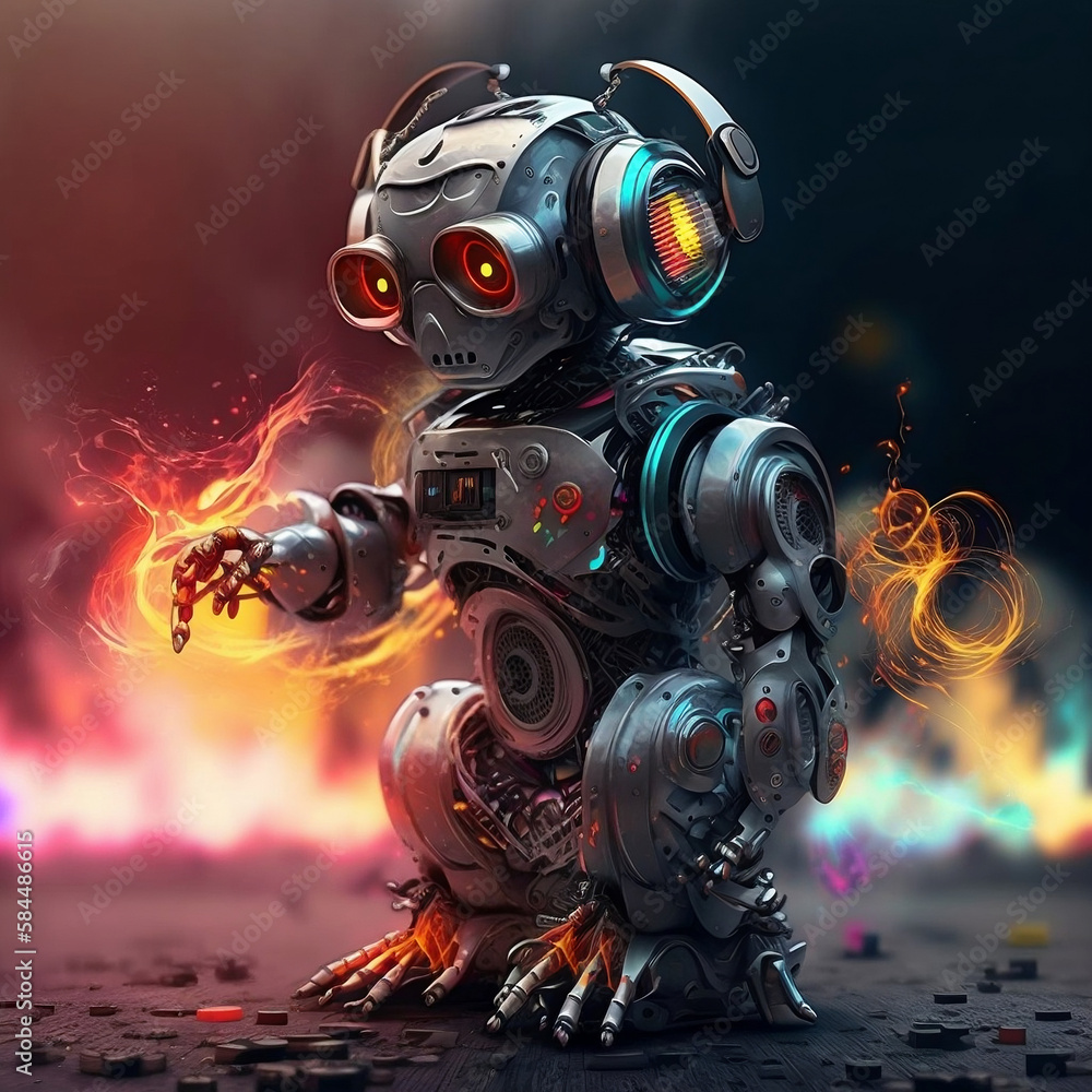 Fototapeta premium Colorful 3D Robot Backdrop, Background / Wallpaper, Lock Screen, Home Screen, generative, ai