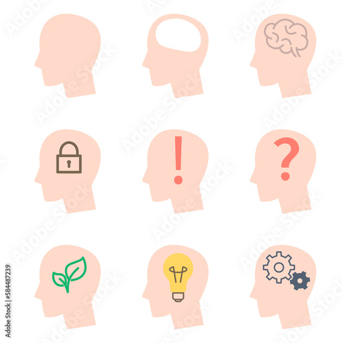 Mindset icon set. Clipart image isolated on white background
