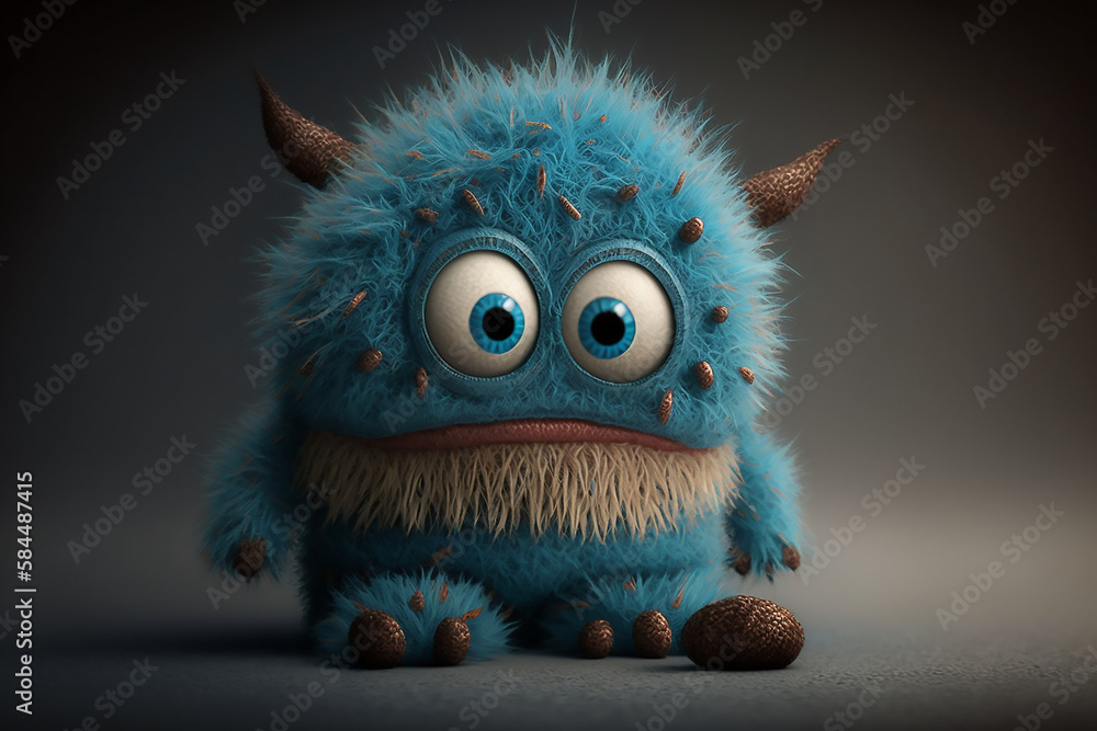 Cute little monster in cartoon style , Generated by AI Cute little monster in cartoon style , Generated by AI