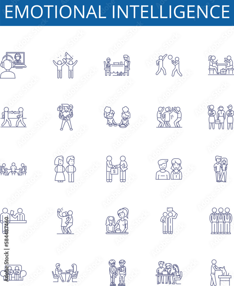 Emotional intelligence line icons signs set. Design collection of ...