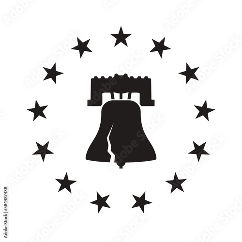 Liberty bell with stars stencil template. Clipart image isolated on white background