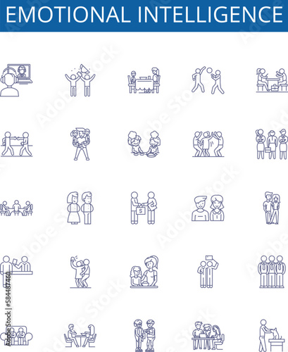 Emotional intelligence line icons signs set. Design collection of Affective, Sensitivity, Compassion, Judgement, Self Actualization, Self Awareness, Mentoring, Social Skills outline concept vector