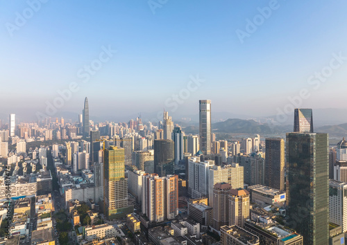 Aerial view of Skyline in Shenzhen city in China © xiaoliangge