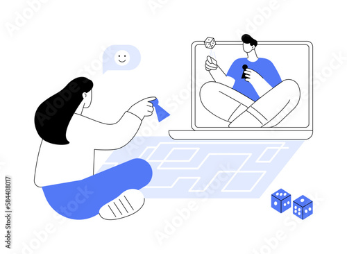 Online board gaming abstract concept vector illustration.