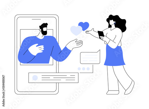 Online relationships abstract concept vector illustration.