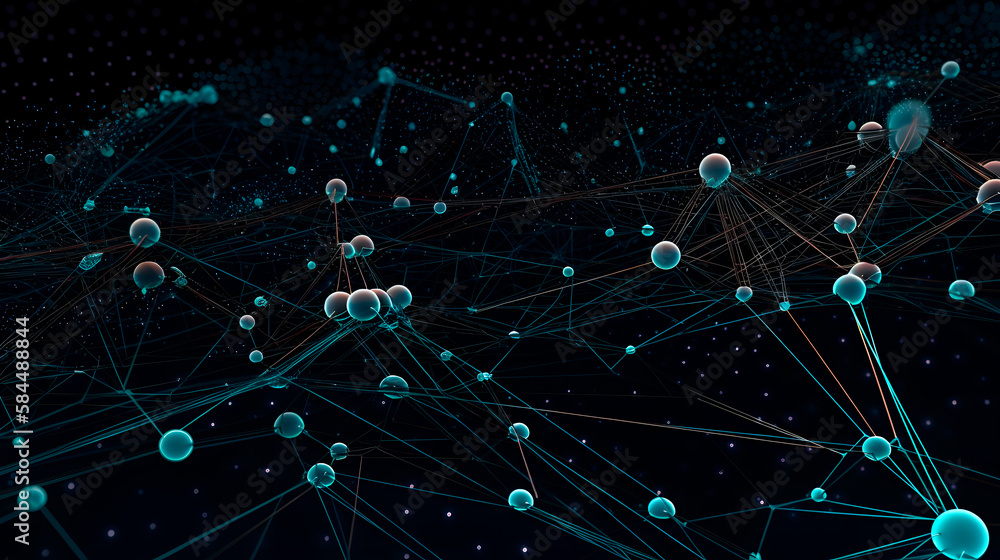 An abstract illustration of data flowing through a network of nodes and interconnected lines2 An abstract illustration of data flowing through a network of nodes and interconnected lines2