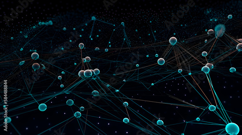 An abstract illustration of data flowing through a network of nodes and interconnected lines2