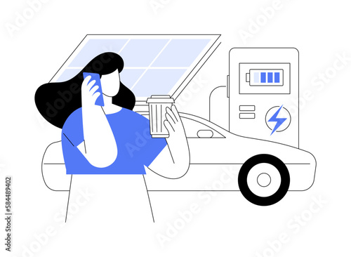 Battery electric car abstract concept vector illustration.