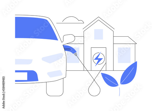 In-home EV charger abstract concept vector illustration.