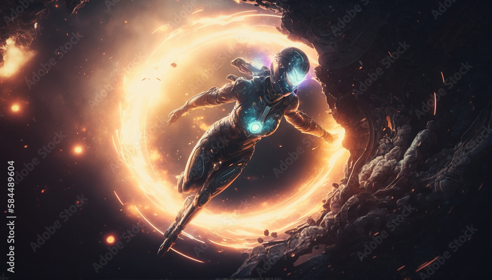 Naklejka premium Concept image of astronaut in space - IA Generated