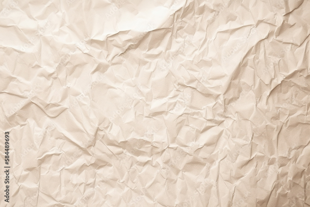 Design space beige crumpled paper textured background. Created with Generative AI Technology