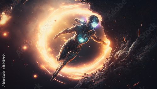Concept image of astronaut in space - IA Generated