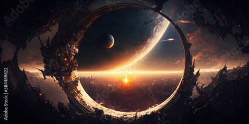 Concept image of astronaut in space - IA Generated