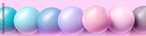 Panoramic banner, pastel colored bubble gum balls, close-up, AI generative © Friedbert