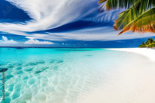 青い海と白い砂浜 with generative ai