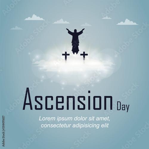 day of ascension of lord jesus with Jesus Statue symbol over text