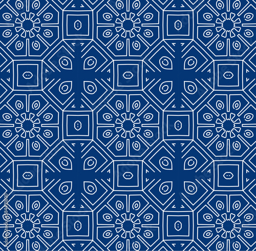 Beautiful tile pattern in blue color.