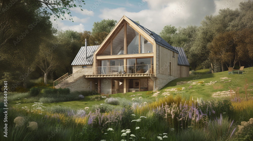 Living in Harmony with Nature: Sustainable Home Design - AI generated Living in Harmony with Nature: Sustainable Home Design - AI generated