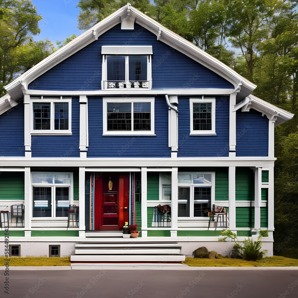 A traditional house that has been painted in many different colors3, Generative AI