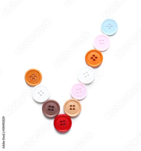 Check mark made of buttons on white background