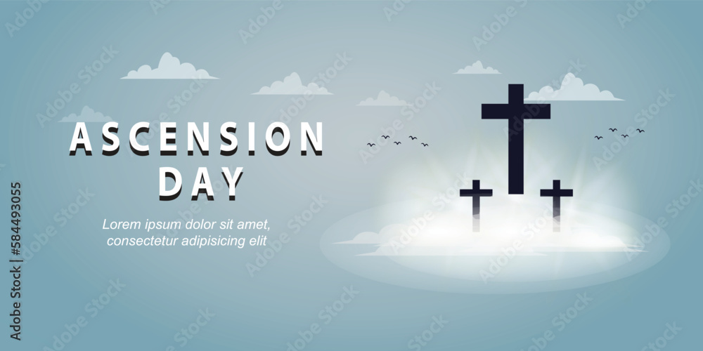 ascension day of jesus with cross symbol on right for banner ascension day of jesus with cross symbol on right for banner