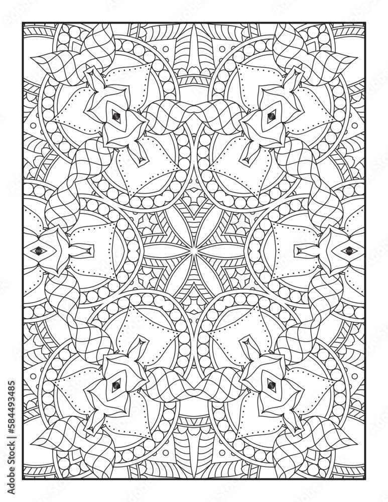 Mandala coloring page KDP interior. Coloring page mandala background. Oriental pattern, vector illustration. coloring page for children and adults. Seamless vector pattern. Black and white. Mandala