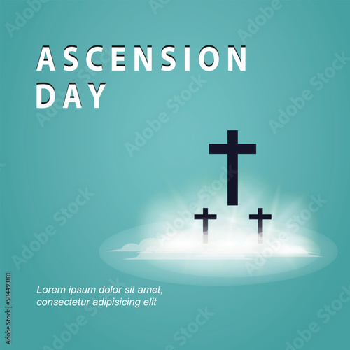Ascension Day of the Lord Jesus with the symbol of the cross on the right