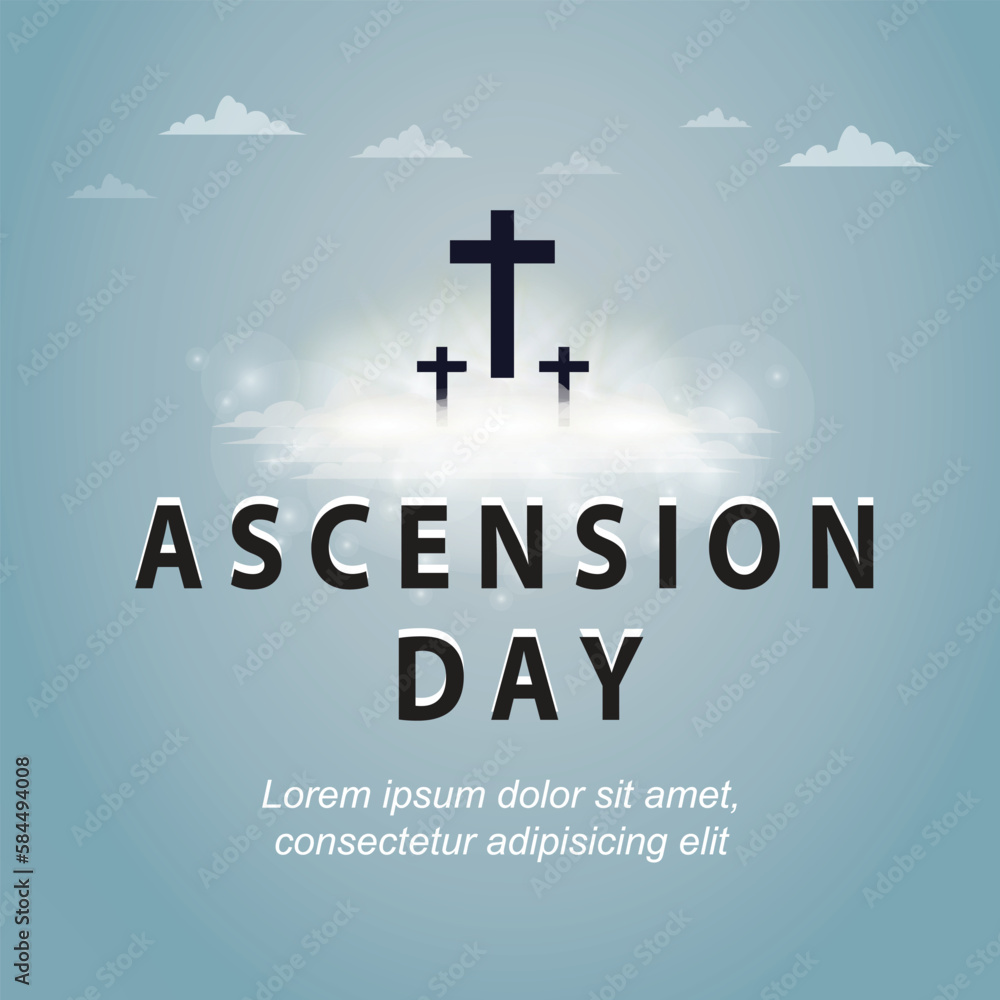 day of ascension of lord jesus with cross symbol over text day of ascension of lord jesus with cross symbol over text