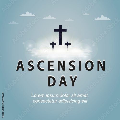 day of ascension of lord jesus with cross symbol over text