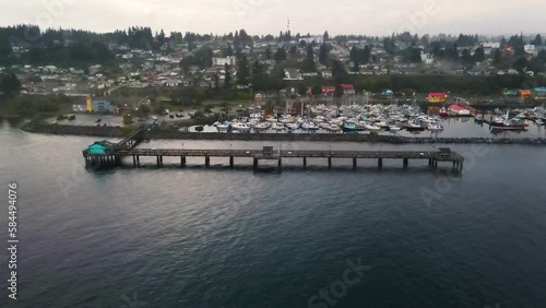 Beautiful Town of Campbell River on Vancouver Island, BC - Aerial Static photo