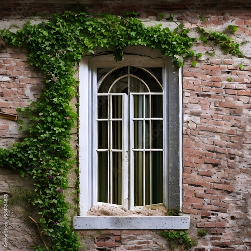 An old, crumbling courtyard house with ivy crawling up the walls2, Generative AI