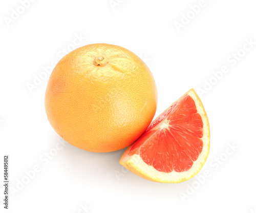 Ripe grapefruit on white background