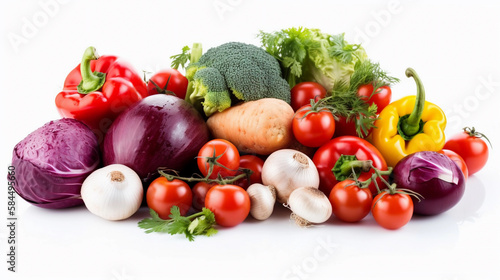 Fresh vegetables isolated on a white background. Health food. Diet. Created using Generative AI technology.