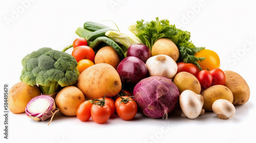 Fresh vegetables isolated on a white background. Health food. Diet.