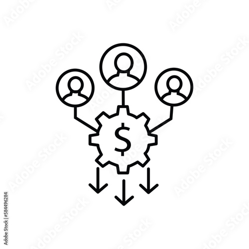 reduce labor cost, line icon