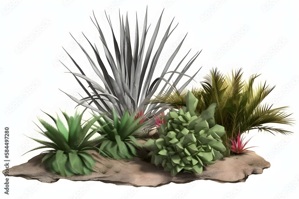 Garden shrub grass and plant Illustrations Isolated on White Background Garden shrub grass and plant Illustrations Isolated on White Background