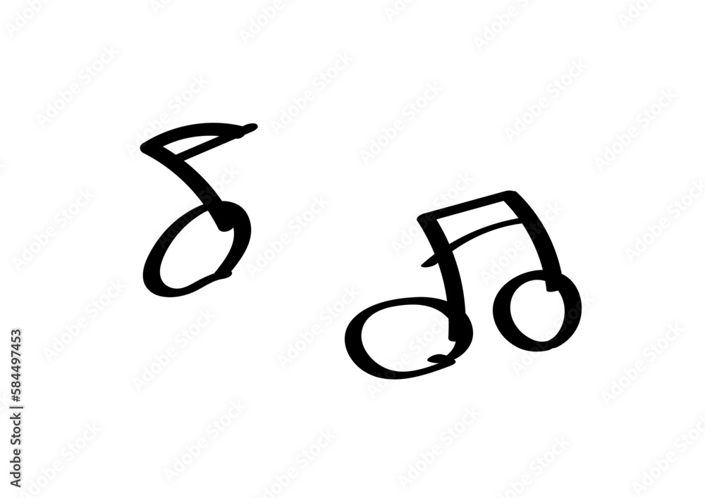 ポップな手描きの音符イラスト素材 ポップな手描きの音符イラスト素材