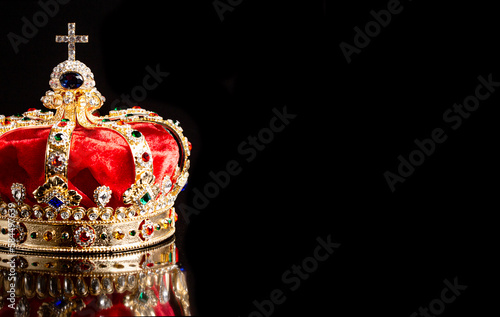 Fotografie Royal Coronation Crown on a Black Background