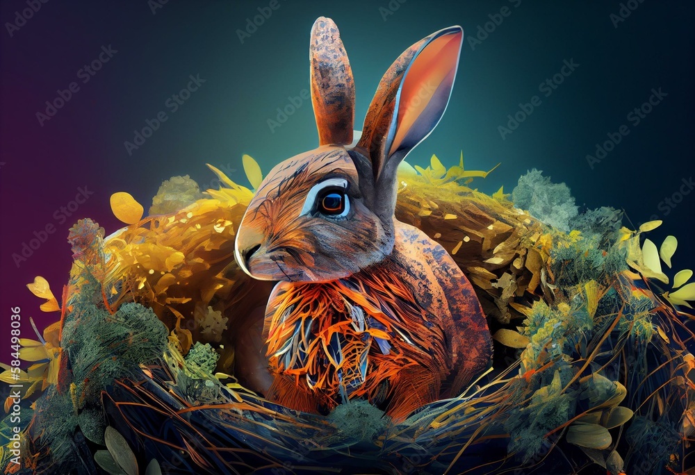  Osterhase Hase Ostern Osternest bunte Eier gefärbte Eier Symbol Kultur Bildidee 