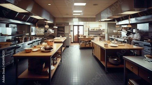 High class restaurant kitchen. Generative AI © Scrudje