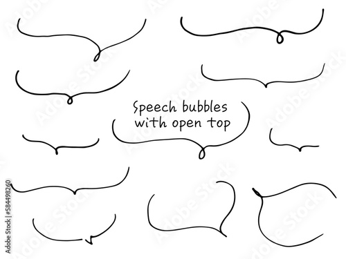 下半分の線画ふきだし　ペンで書いた手描きのゆるいおしゃれな吹き出し