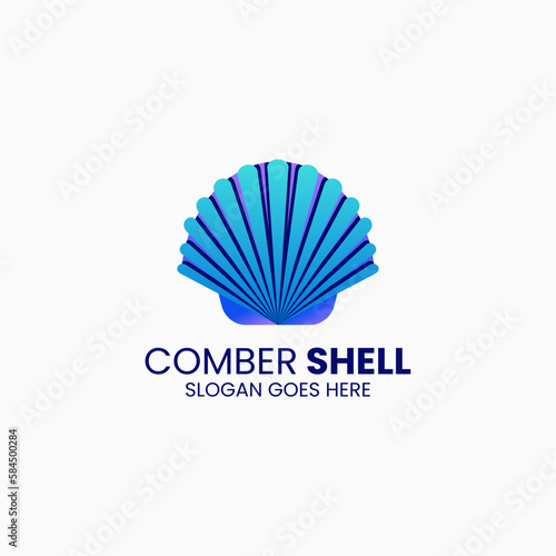 Vector Logo Illustration Comber Shell Gradient Colorful Style © Ivan_Artnivora