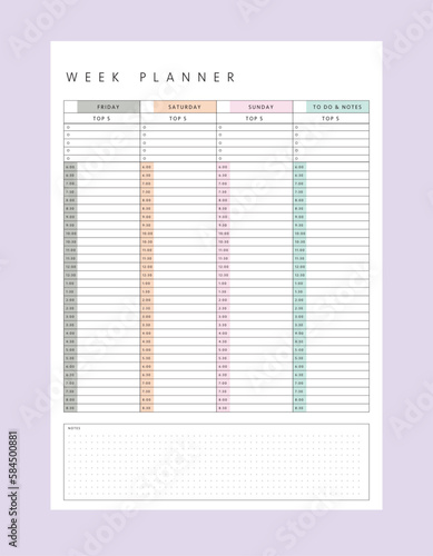 (Pastel) Weekly Planner.  Minimalist planner template set.