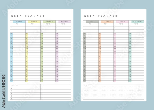(Pastel) Weekly Planner.  Minimalist planner template set.