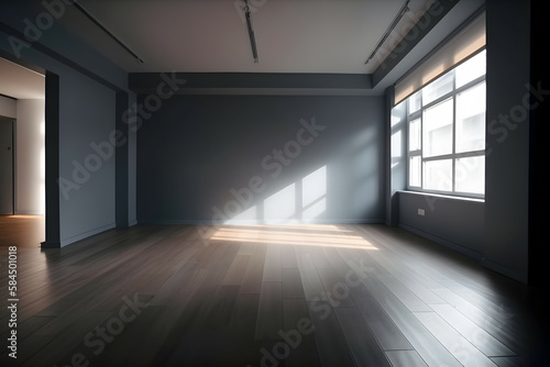 Elegant Empty Bright Light Gray Wall with Beautiful Chiaroscuro room sunlight coming from the window  Generative AI