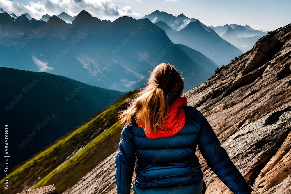 Naklejka premium 登山 with generative ai