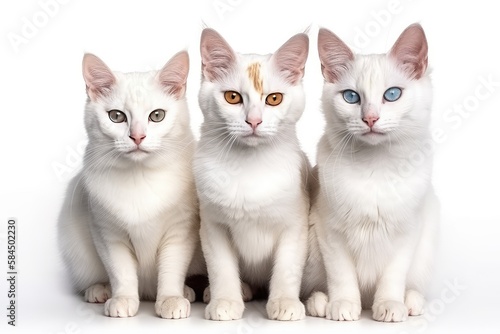 group of cats isolated