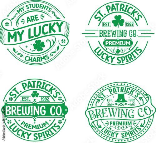 St. Patrick's Day greeting Vector illustration, Lucky Saint Patrick holiday quotes bundle SVG design