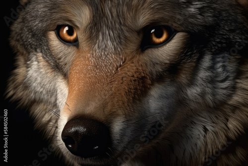 close up portrait of a wolf